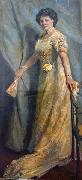 Max Slevogt Dame in gelbem Kleid mit gelber Rose Germany oil painting artist